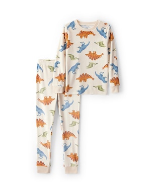 Pijama longo infantil 2 peças plush dinossauros - bege | Carter's