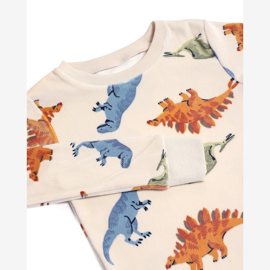 Pijama longo infantil 2 peças plush dinossauros - bege | Carter's