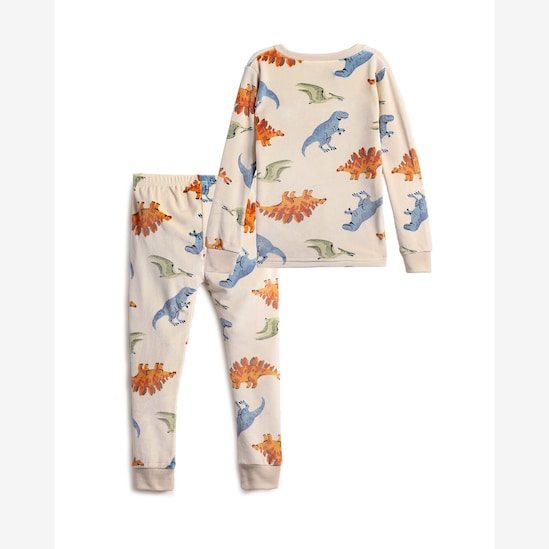Pijama longo infantil 2 peças plush dinossauros - bege | Carter's