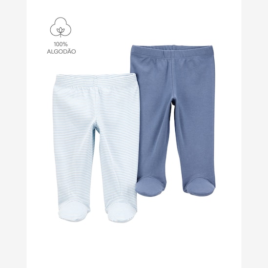 Kit calça bebê 2 peças cós elástico listrada - multicor | Carter's