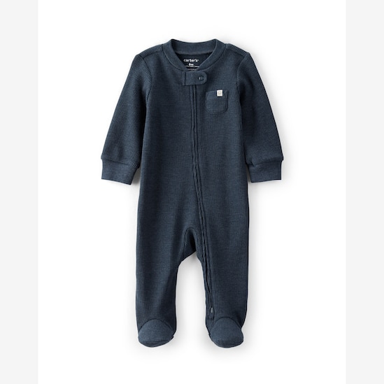 Macacão bebê com bolso e pezinho - azul | Carter's