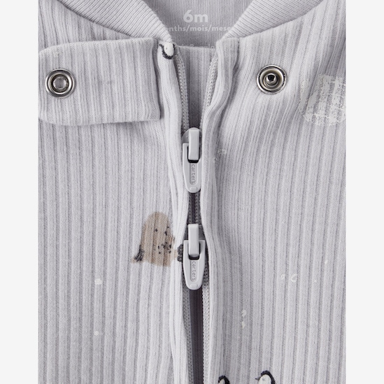 Macacão bebê canelado pinguins com pezinhos - cinza | Carter's