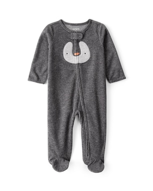 Macacão bebê em fleece com pezinhos pinguim - cinza | Carter's