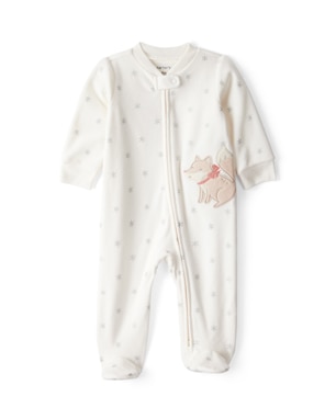 Macacão bebê em fleece com pezinhos raposa - off-white | Carter's