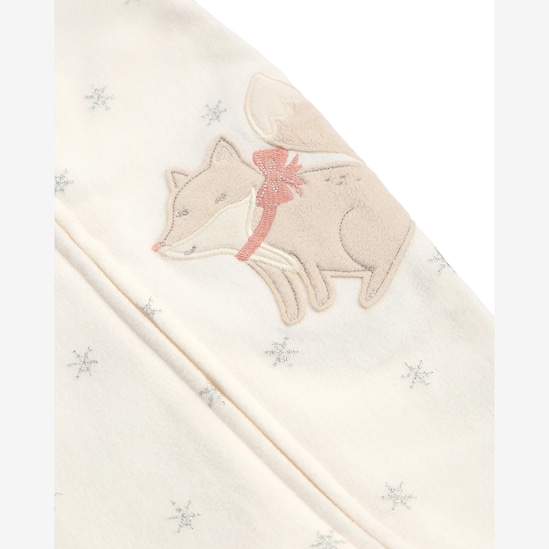 Macacão bebê em fleece com pezinhos raposa - off-white | Carter's