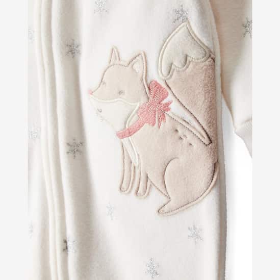 Macacão bebê em fleece com pezinhos raposa - off-white | Carter's