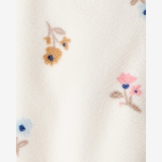 Macacão bebê em fleece com pezinhos floral - bege | Carter's