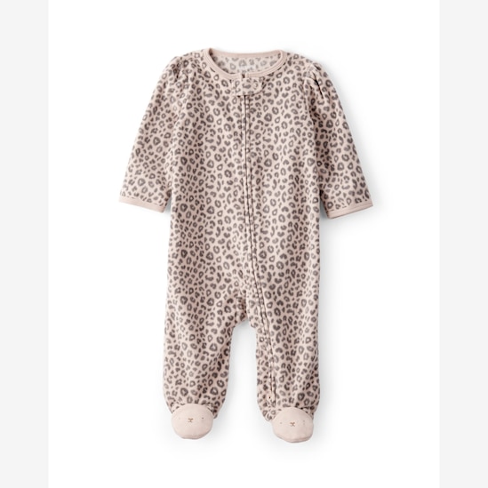 Macacão bebê em fleece com pezinhos onça - bege | Carter's