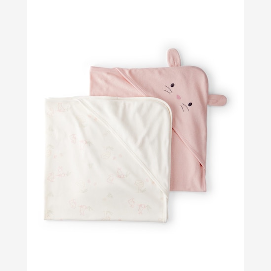 Kit toalha bebê 2 peças com capuz coelhinhos interativo - multicor | Carter's