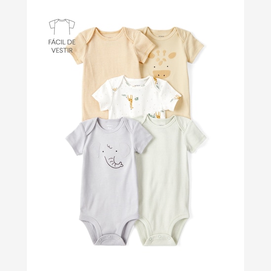 Kit body bebê 5 peças bichinhos listras - multicor | Carter's