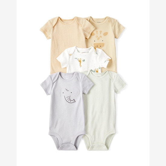 Kit body bebê 5 peças bichinhos listras - multicor | Carter's