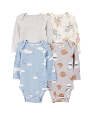 Kit body bebê 4 peças bichinhos listras - multicor | Carter's