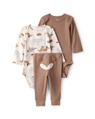 Conjunto longo bebê 3 peças canelado bichinhos - multicor | Carter's