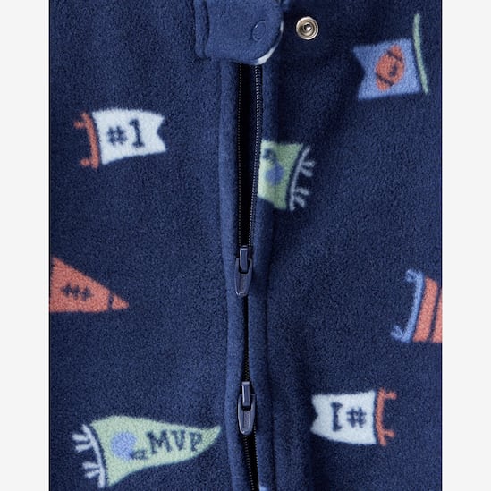 Macacão bebê em fleece com pezinhos futebol americano - azul | Carter's
