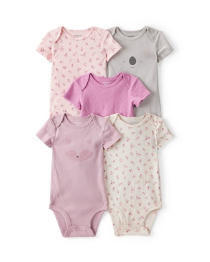 Kit body bebê 5 peças bichinhos floral - multicor | Carter's