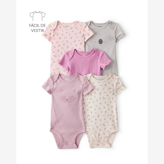 Kit body bebê 5 peças bichinhos floral - multicor | Carter's