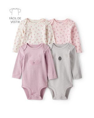Kit body bebê 4 peças bichinhos floral - multicor | Carter's