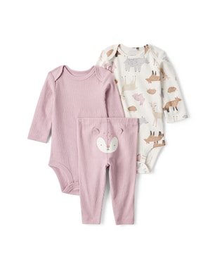 Conjunto longo bebê 3 peças canelado bichinhos - multicor | Carter's