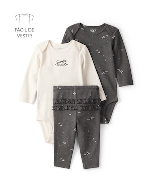 Conjunto longo bebê 3 peças laços babados - multicor | Carter's