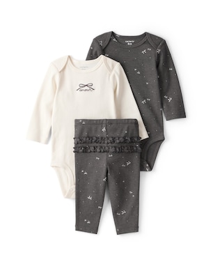 Conjunto longo bebê 3 peças laços babados - multicor | Carter's