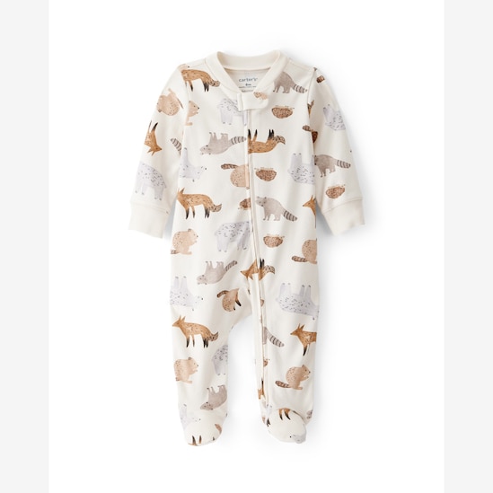 Macacão bebê com pezinhos animais - off-white | Carter's