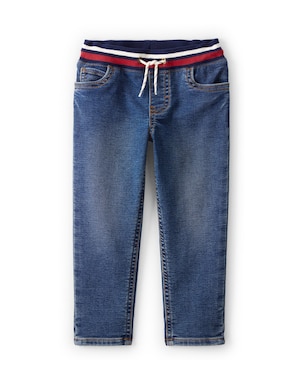 Calça jeans infantil reta com cós elástico - denim escuro | Carter's