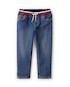 Calça jeans infantil reta com cós elástico - denim escuro | Carter's