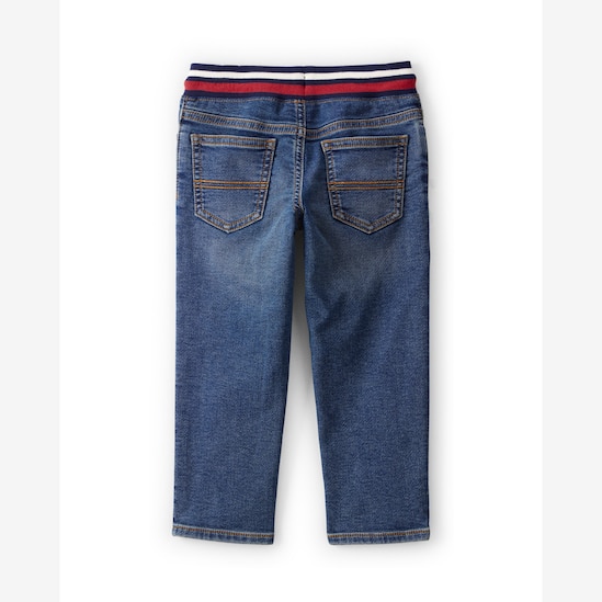 Calça jeans infantil reta com cós elástico - denim escuro | Carter's