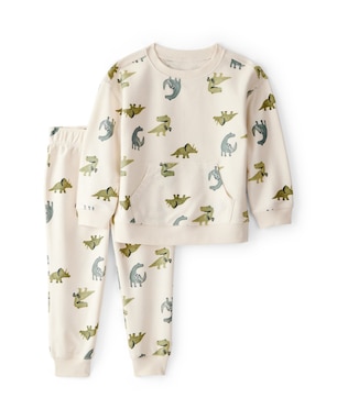 Conjunto longo moletom infantil 2 peças dinossauro - bege | Carter's
