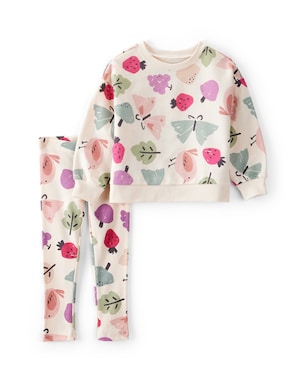 Conjunto longo moletom infantil 2 peças borboletas - bege | Carter's