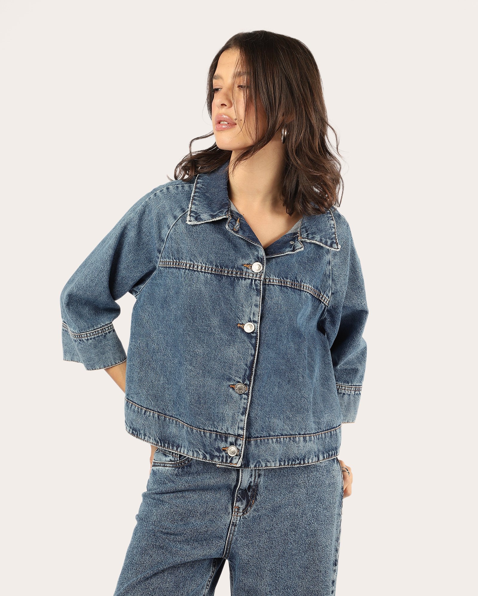 Jaqueta jeans feminina oversized - denim médio | Pool Jeans