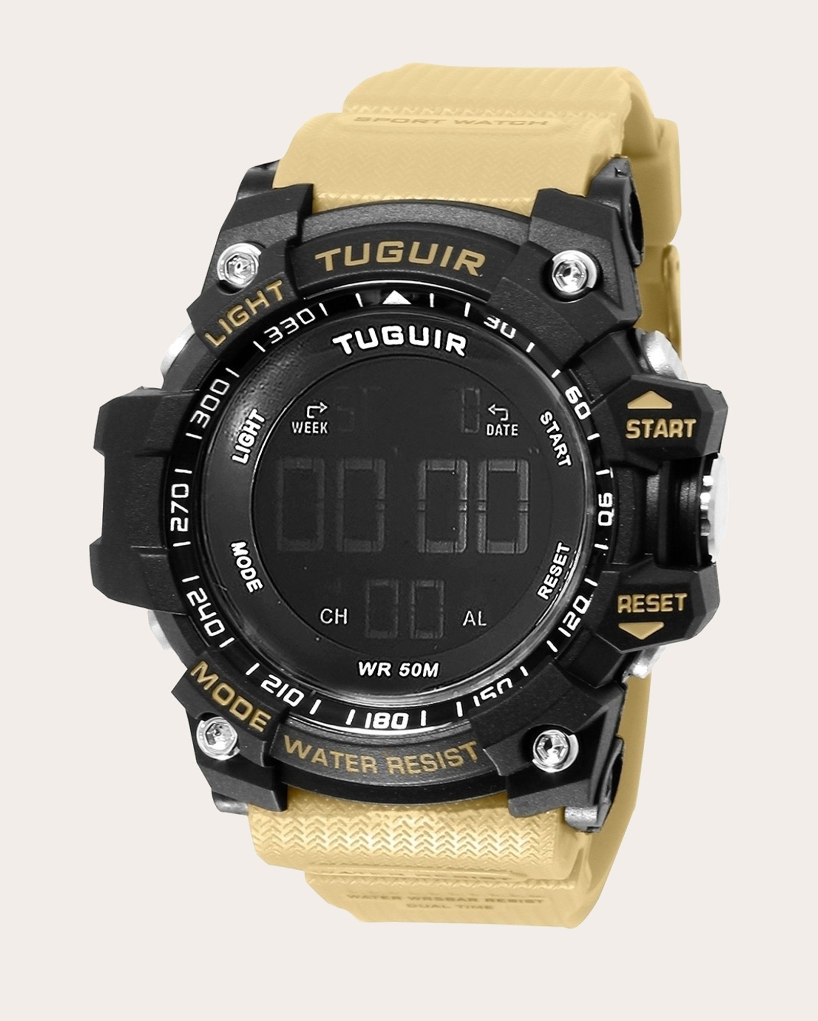 Relógio digital masculino TG30294 - bege | Tuguir