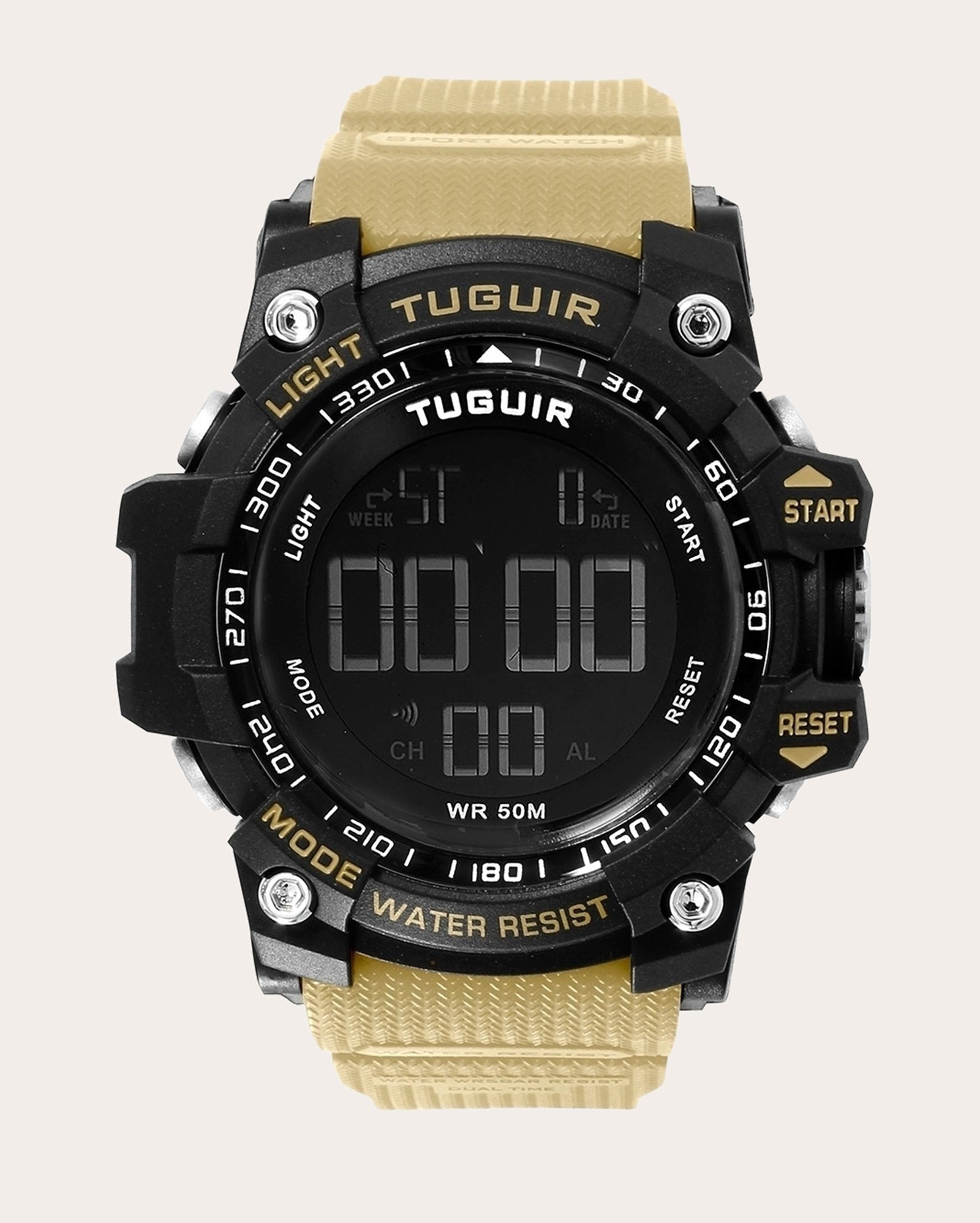Relógio digital masculino TG30294 - bege | Tuguir