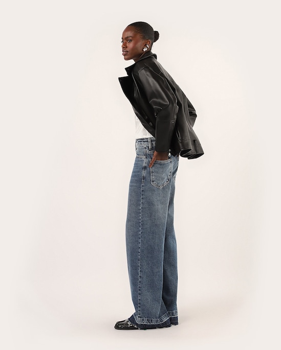 Calça jeans feminina wide low - denim médio | Pool Jeans