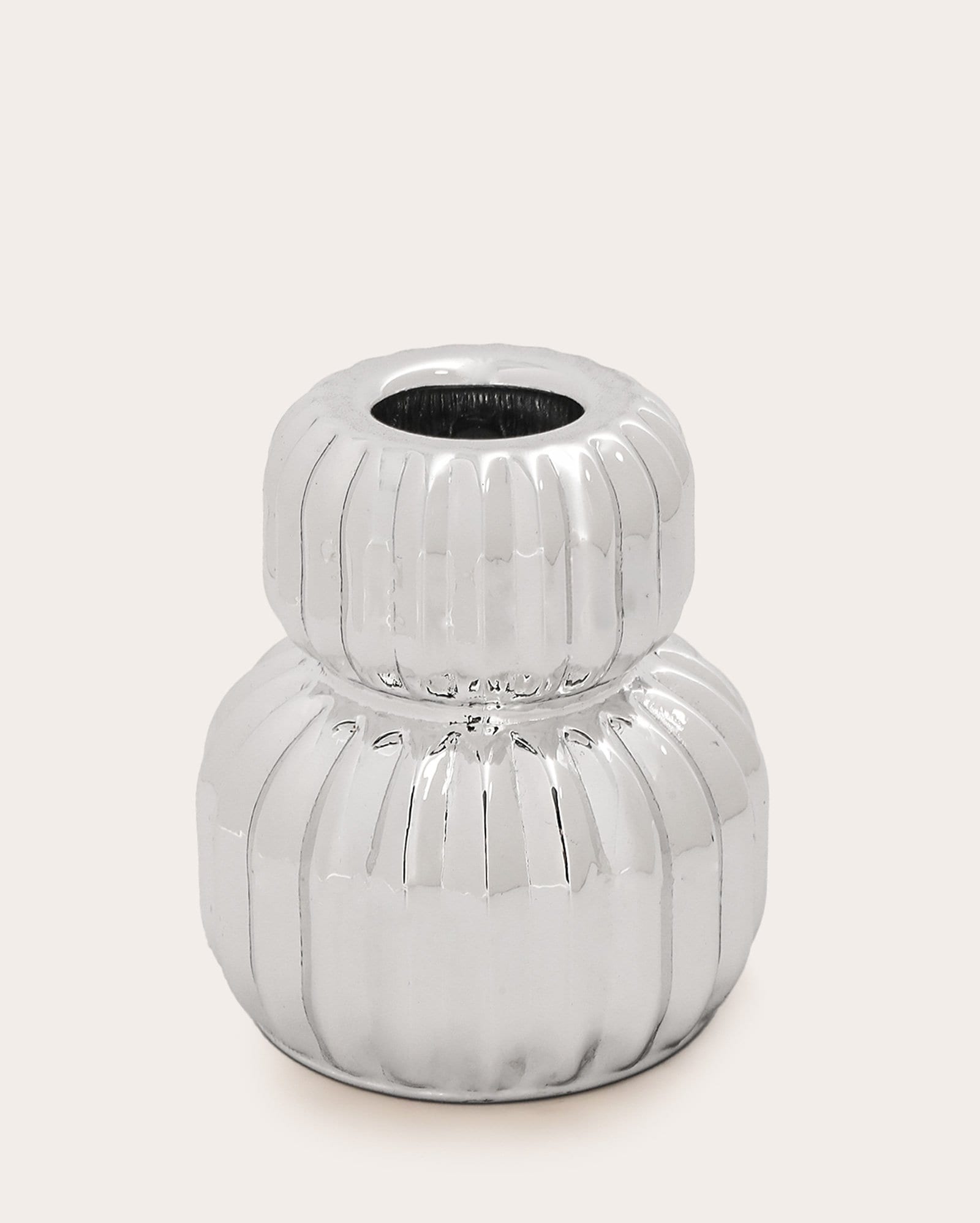 Porta-vela duplo Allure - prata | Casa Riachuelo