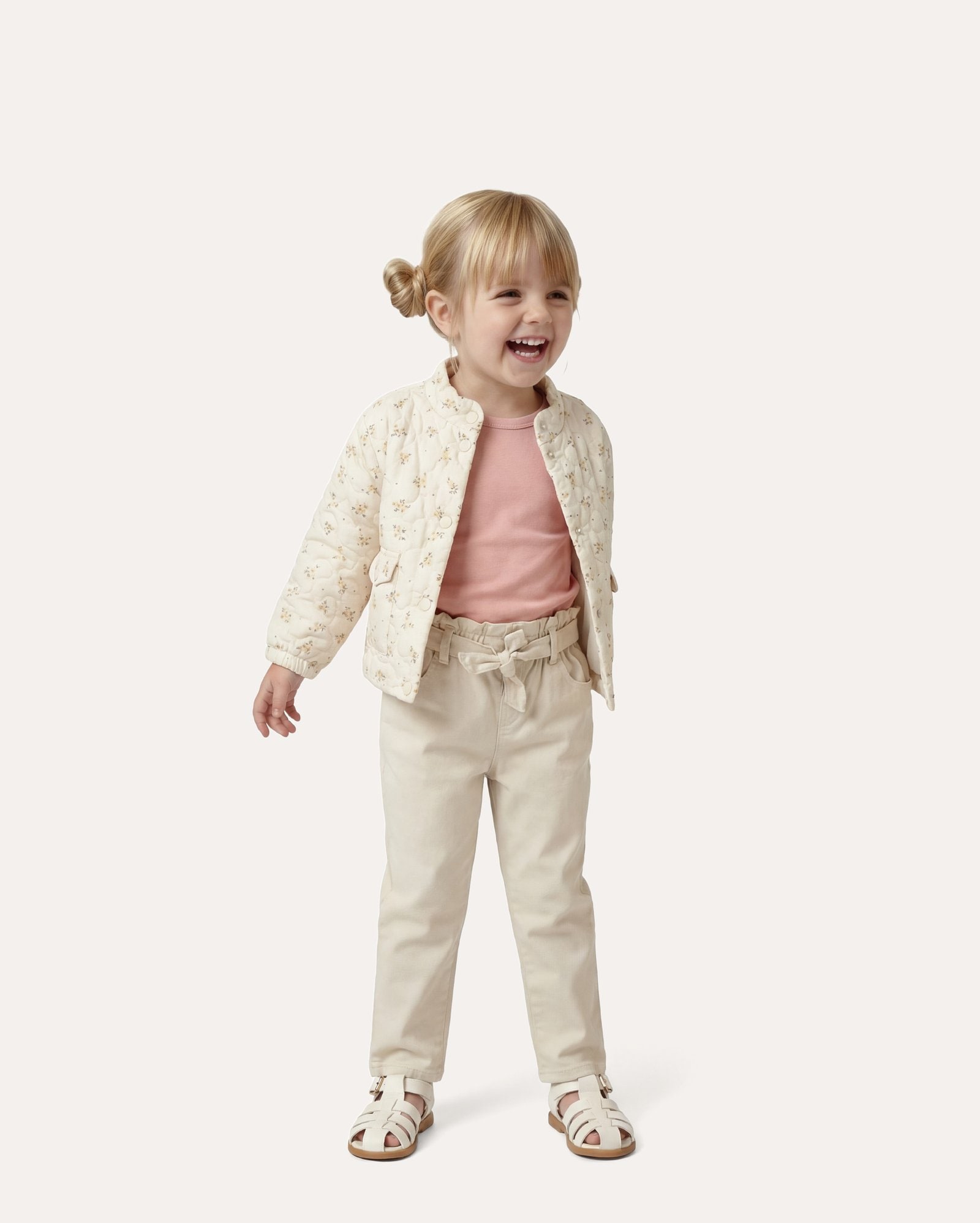 Calça sarja infantil baggy com faixa 1-6A - bege