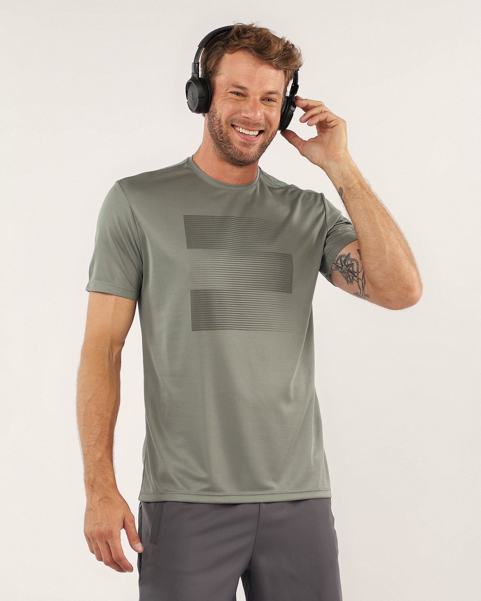 Camiseta masculina regular de treino estampada - verde | Body Work