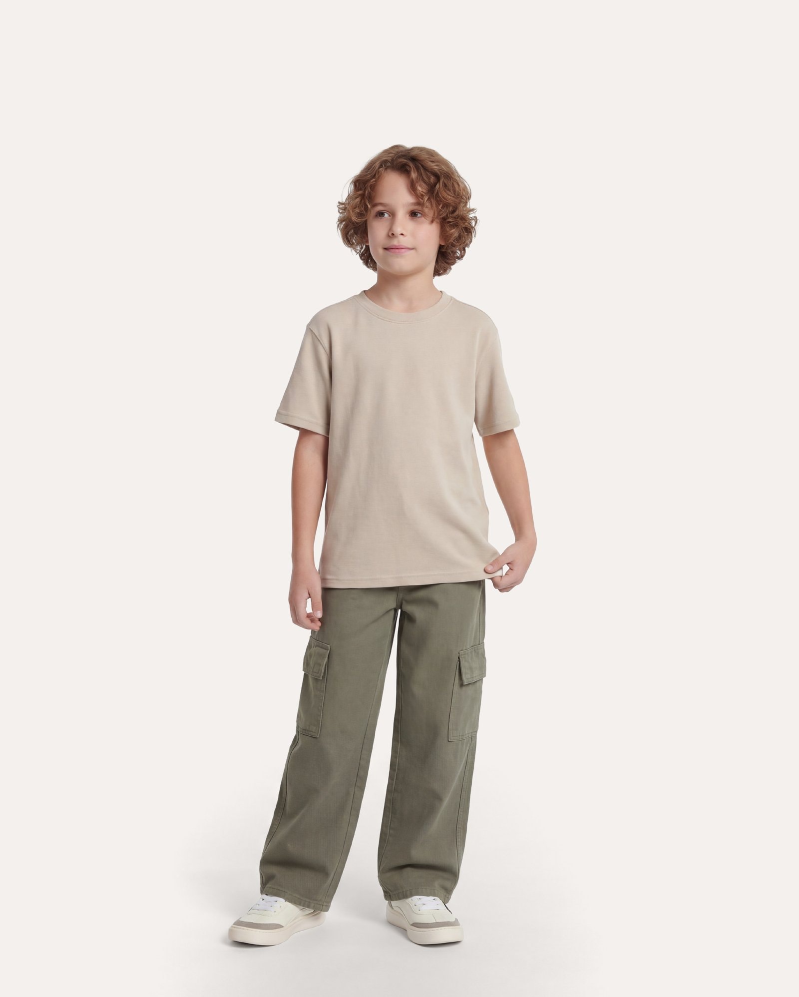 Calça sarja infantil reta cargo 6-14A - verde