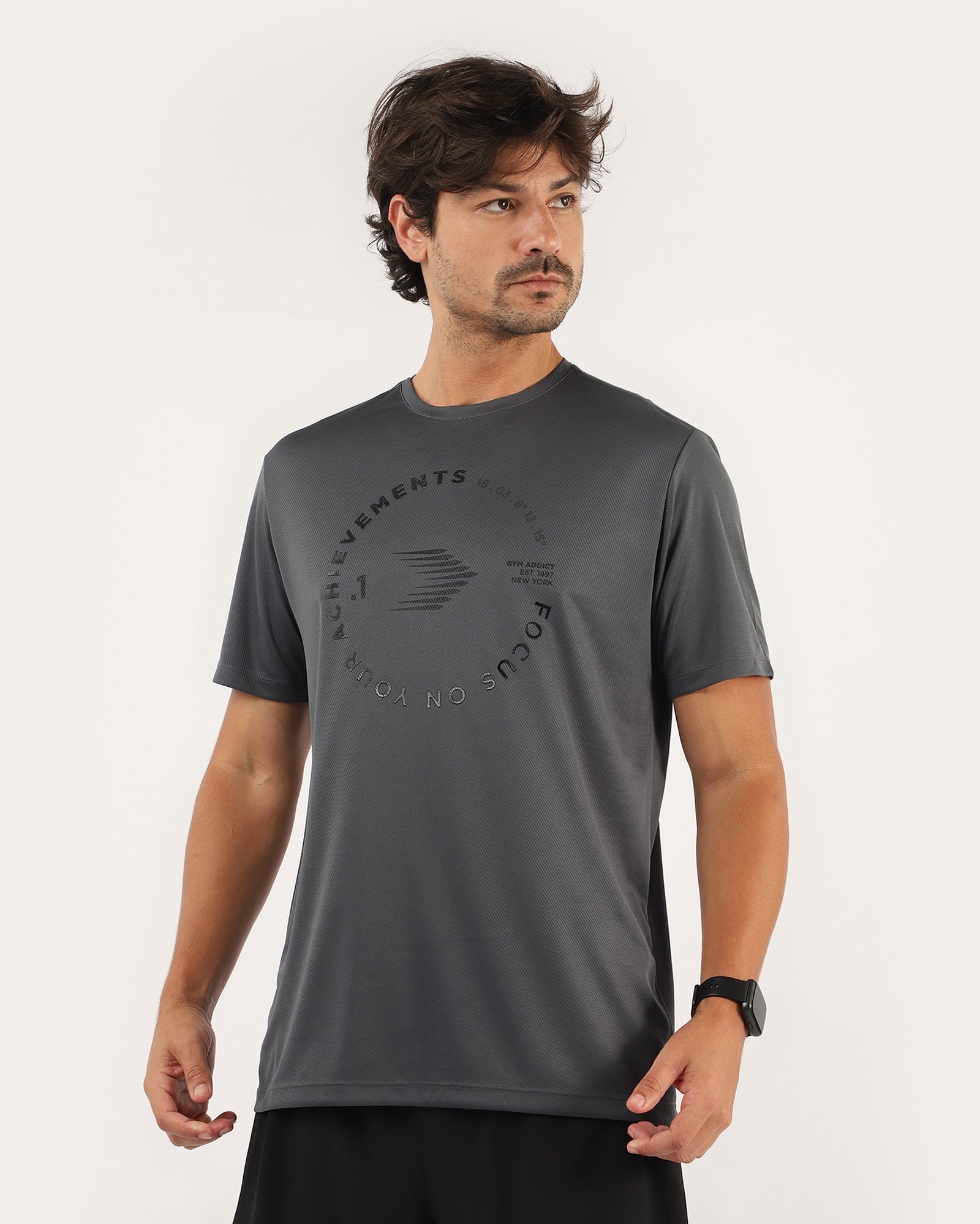 Camiseta esportiva masculina básica - cinza | Body Work