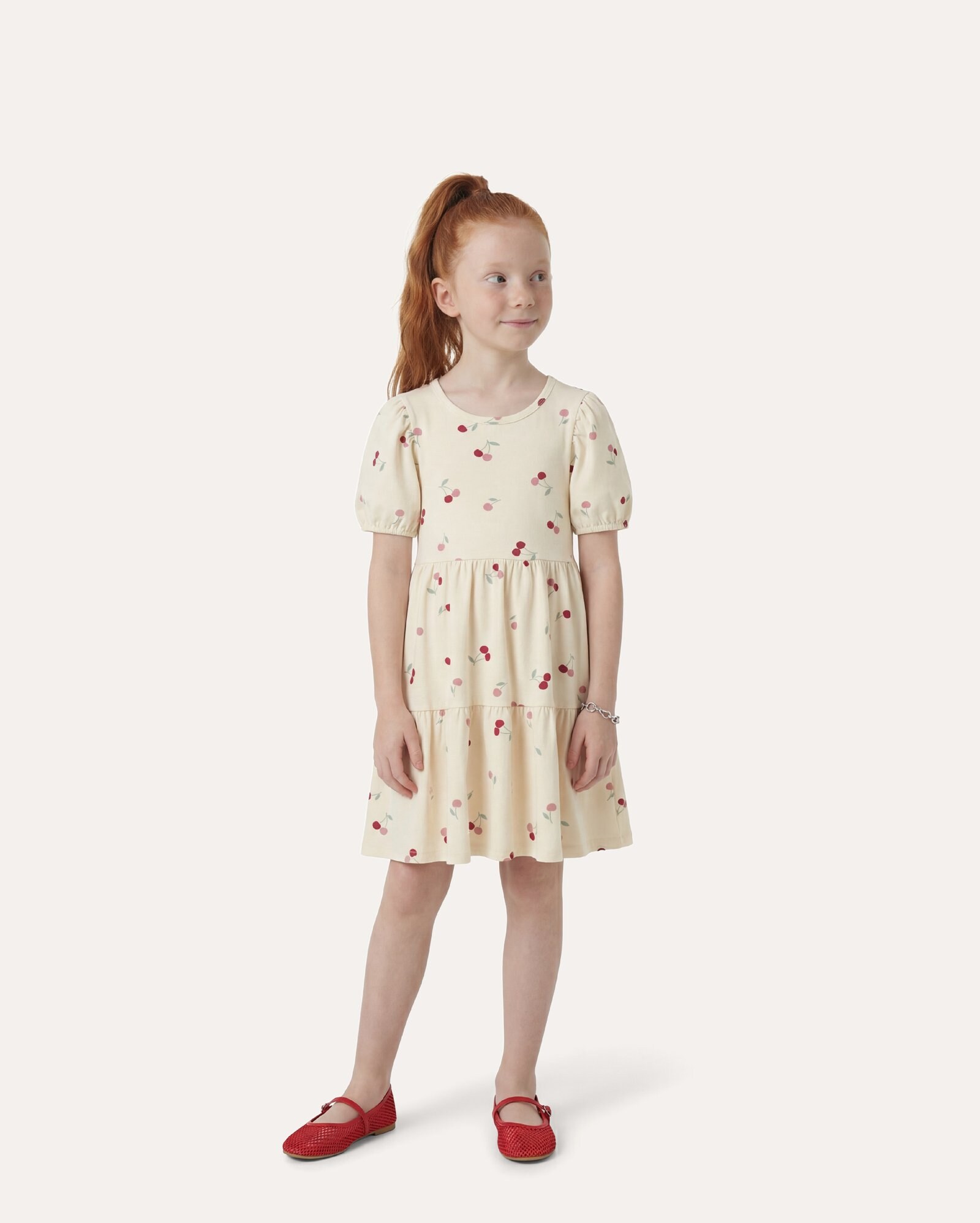 Vestido infantil estampado 6-14A - Bege Claro