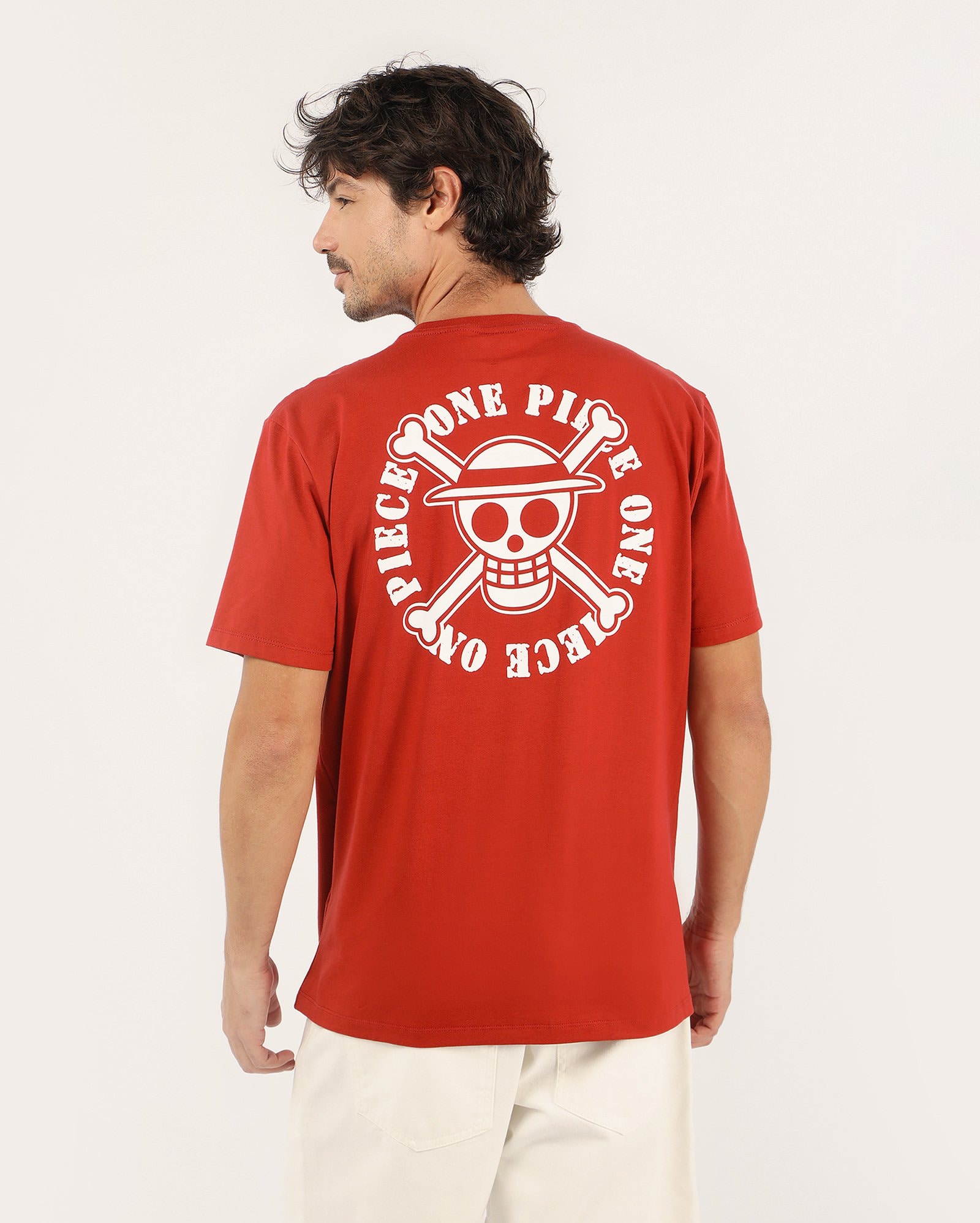 Camiseta masculina estampada One Piece – vermelha | FANLAB