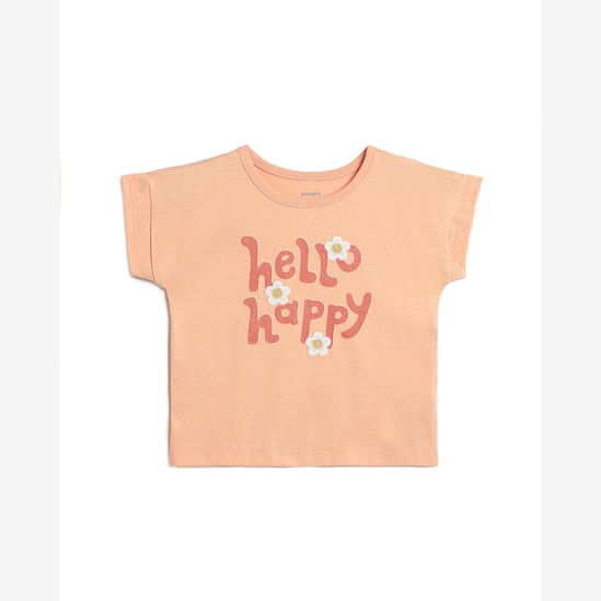 Camiseta infantil hello happy - laranja | Carter's