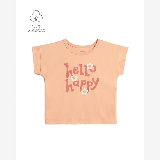 Camiseta infantil hello happy - laranja | Carter's