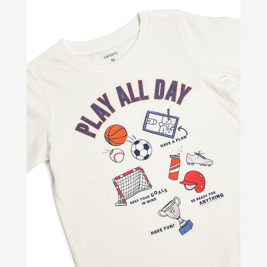 Camiseta infantil esportes - branca | Carter's