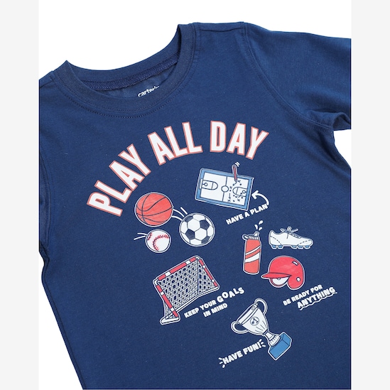 Camiseta infantil play - azul | Carter's
