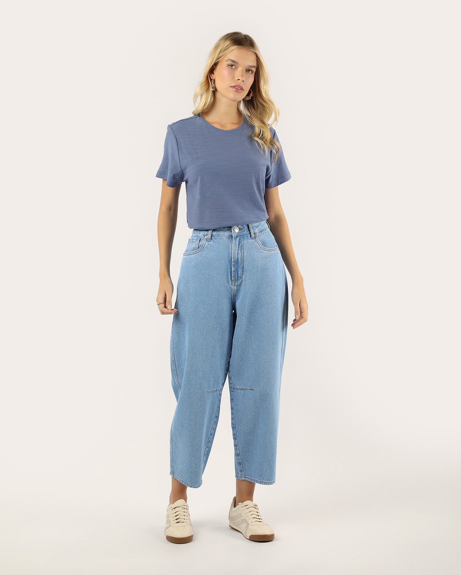 Riachuelo | Camiseta feminina flamê de algodão peruano - Azul