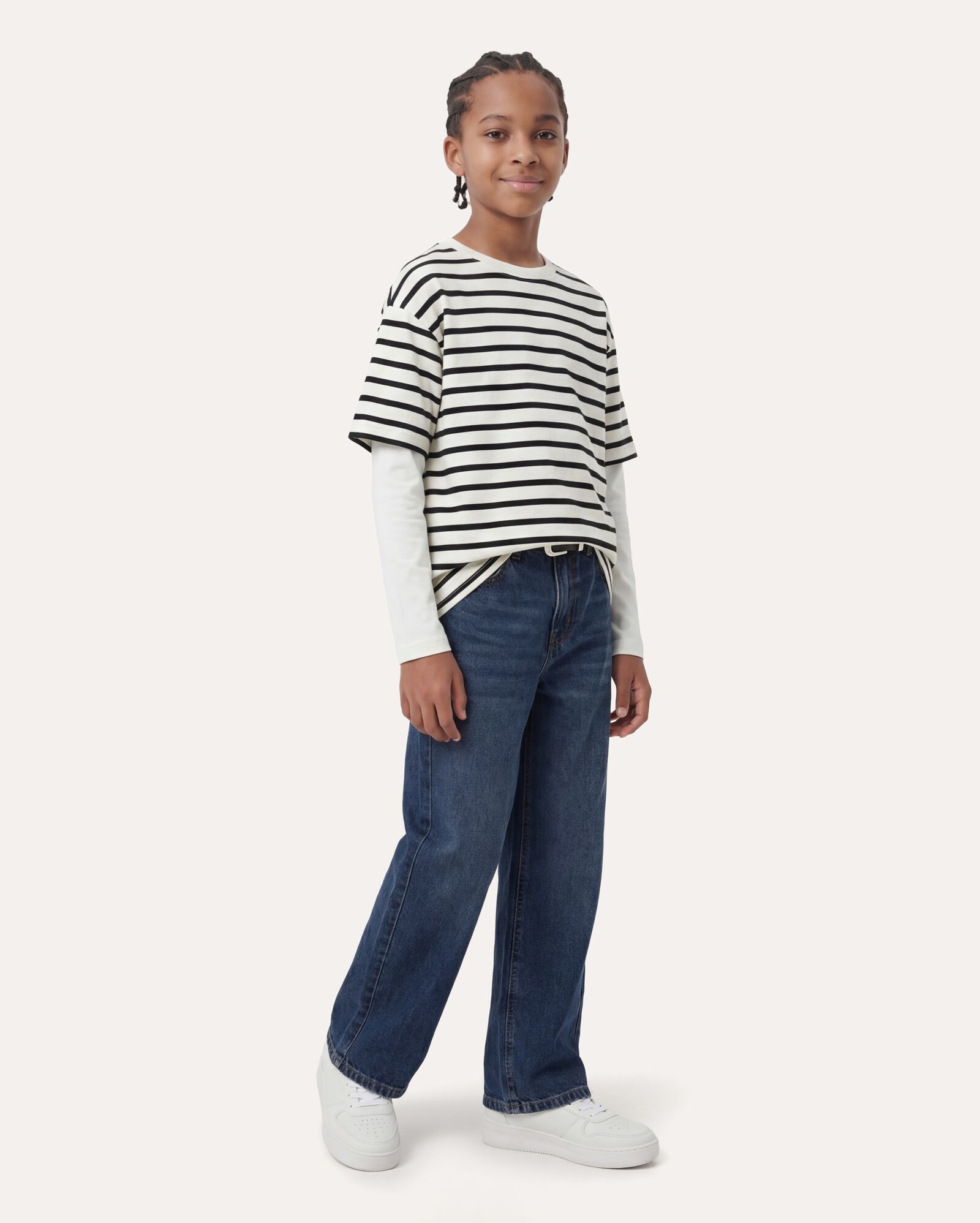 Calça jeans infantil loose 6-14A - denim escuro