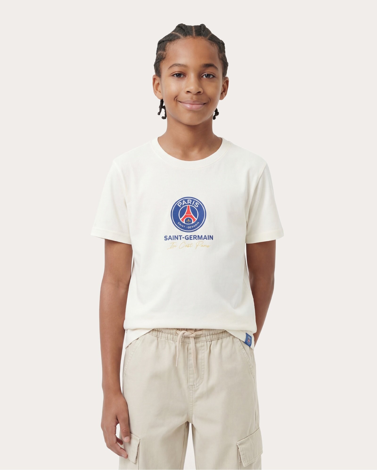 Camiseta infantil futebol Paris Saint-Germain 6-14A - off-white