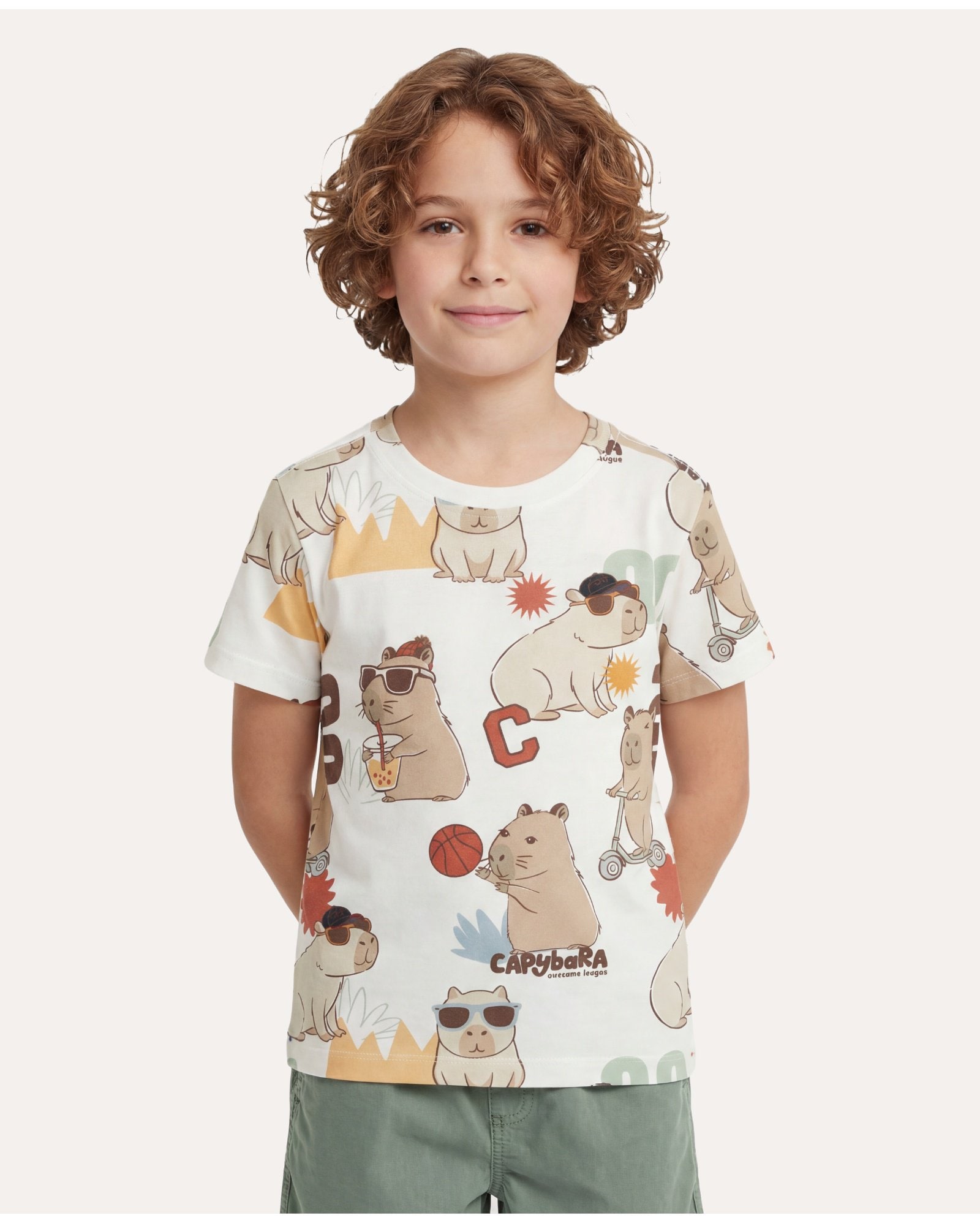 Camiseta infantil capivaras 1-6A - multicor
