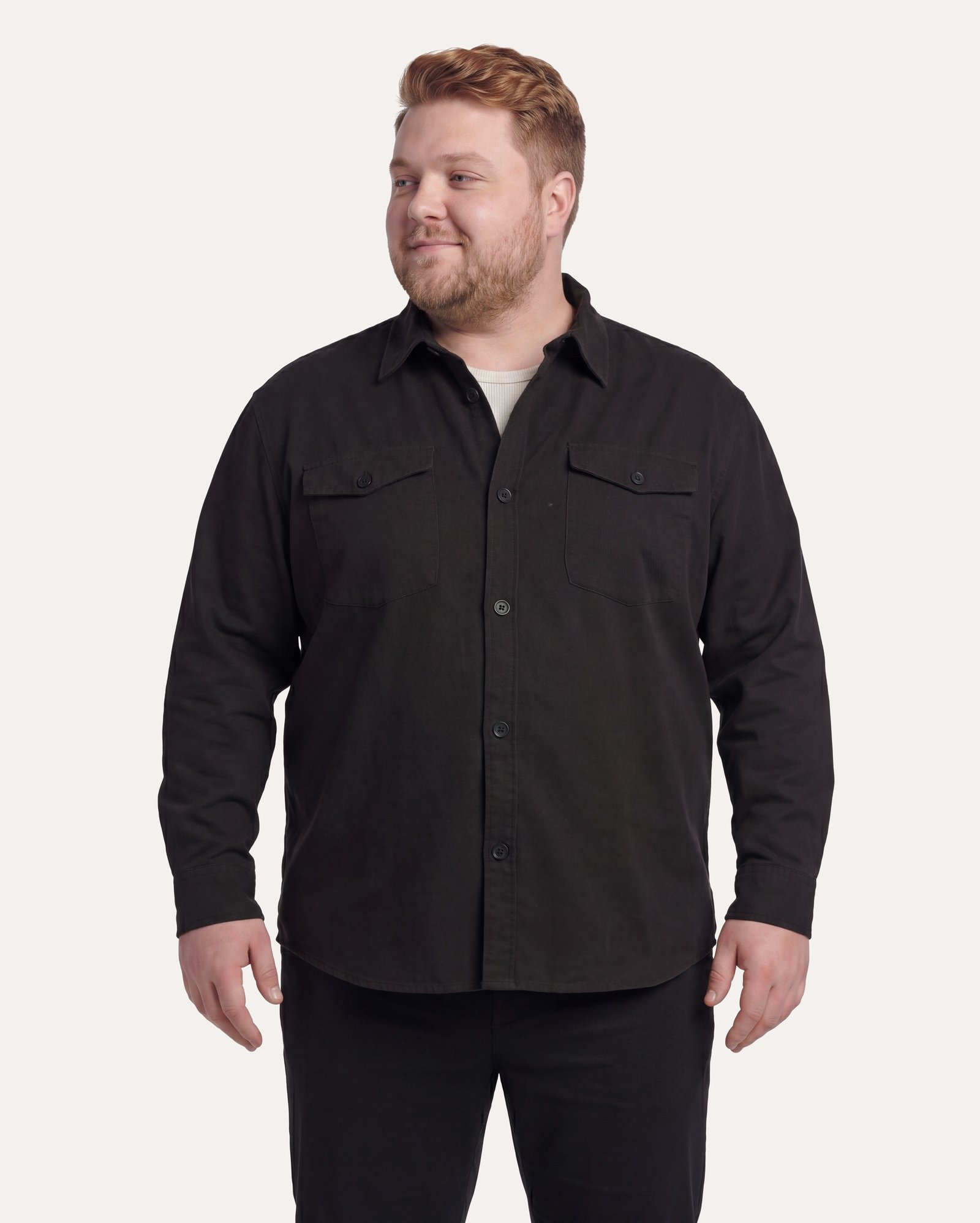 Camisa plus size masculina sarjada regular - preta